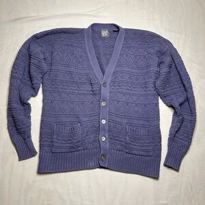 Vintage Gap Cardigan Sweater Womens M Purple Button Front V Neck 90s Cottagecore
